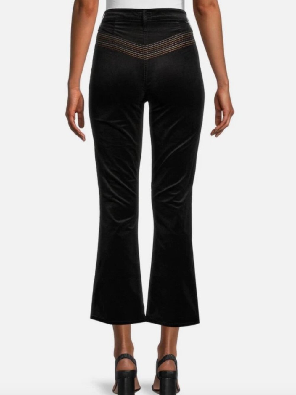 MOTHER Smooth Hustler Velour Rainbow Stitch Jeans Black Anthropologie Sz 24 $248